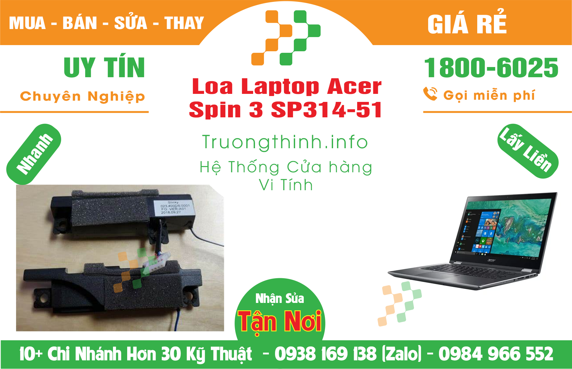 Mua Bán Loa Laptop Acer Spin 3 SP314-51 Giá Rẻ | Máy Tính Trường Thịnh Giá Rẻ