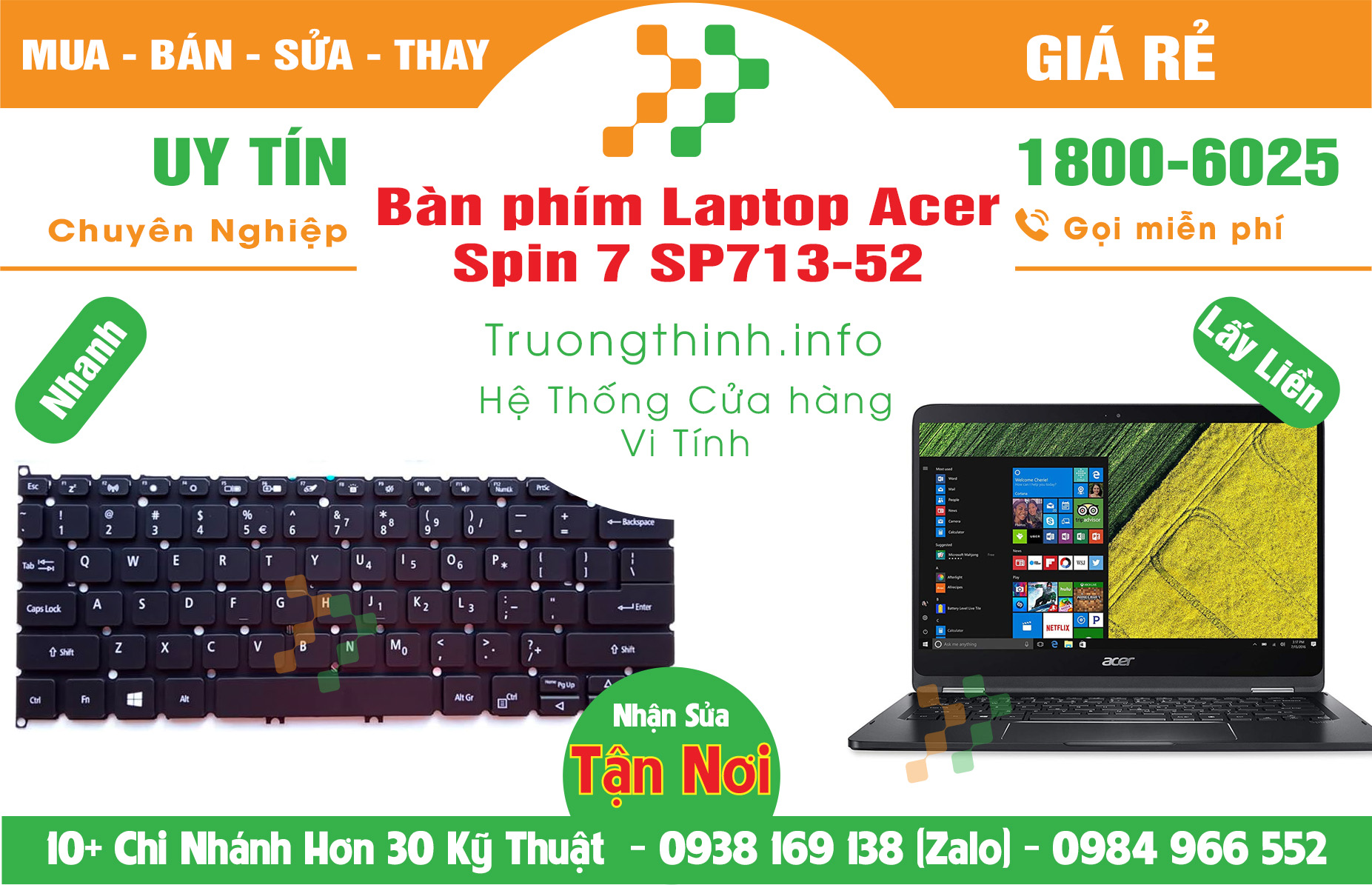Mua bán Bàn Phím Laptop Acer Spin 7 SP713-52 Giá Rẻ | Vinh Tính Trường Thịnh Giá Rẻ