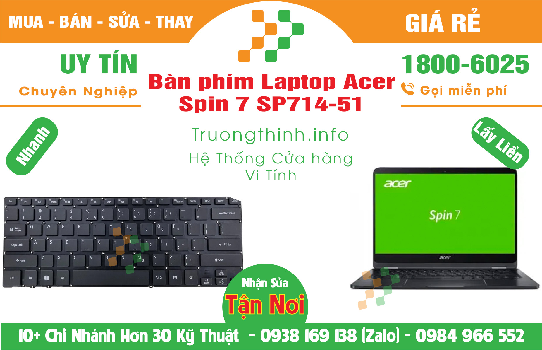 Mua bán Bàn Phím Laptop Acer Spin 7 SP714-51 Giá Rẻ | Vinh Tính Trường Thịnh Giá Rẻ