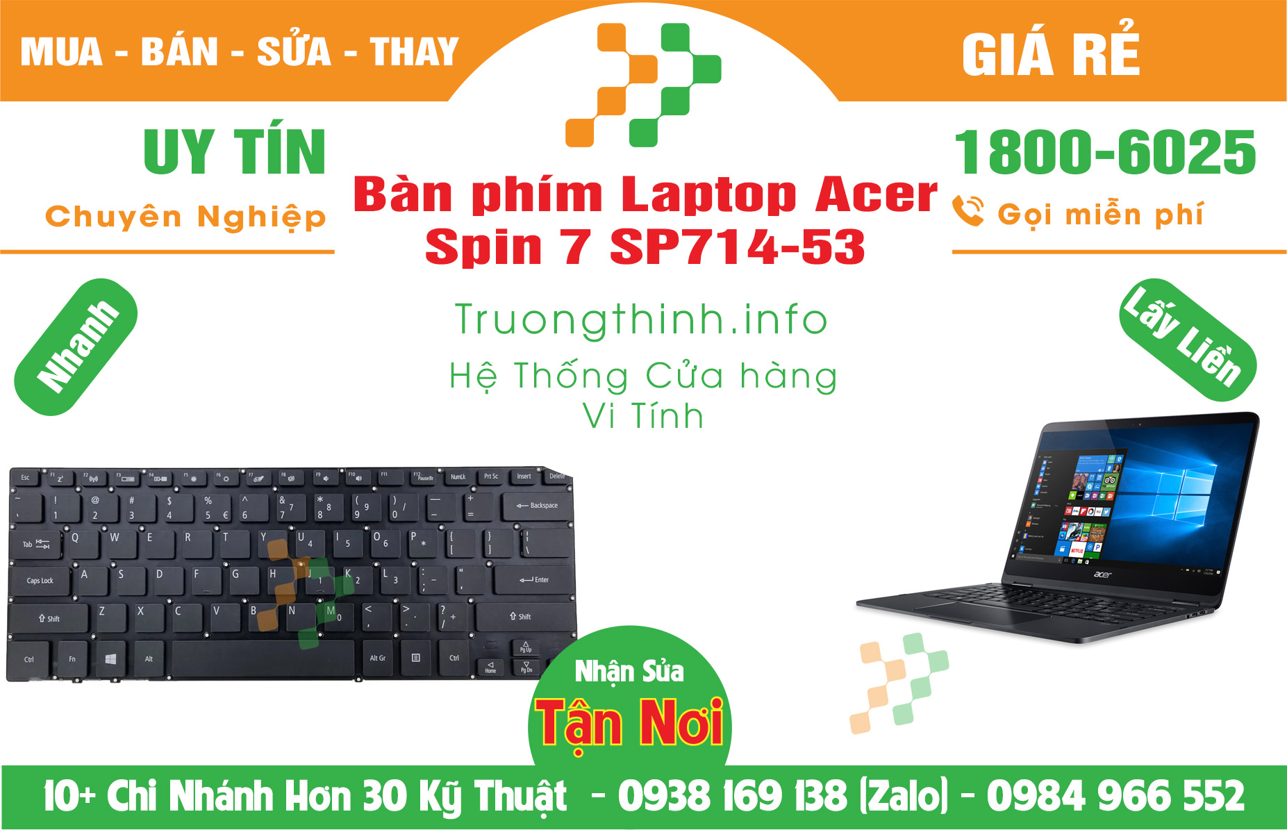 Mua bán Bàn Phím Laptop Acer Spin 7 SP714-53 Giá Rẻ | Vinh Tính Trường Thịnh Giá Rẻ