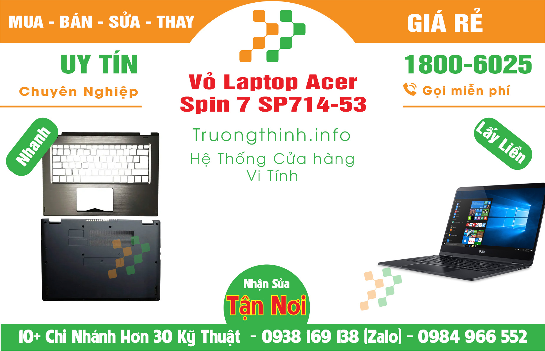 Mua Bán Vỏ Laptop Acer Spin 7 SP714-53 Giá Rẻ | Máy Tính Trường Thịnh Giá Rẻ