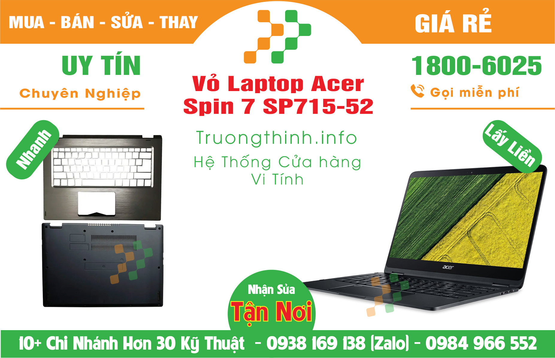 Mua Bán Vỏ Laptop Acer Spin 7 SP715-52 Giá Rẻ | Máy Tính Trường Thịnh Giá Rẻ