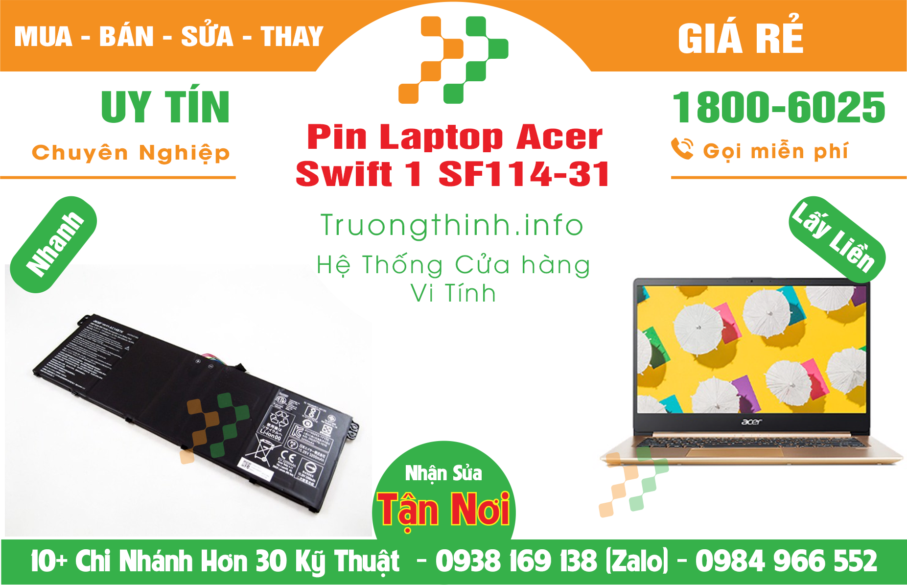 Mua Bán Pin Laptop Acer Swift 1 SF114-31 Giá Rẻ | Máy Tính Trường Thịnh Giá Rẻ