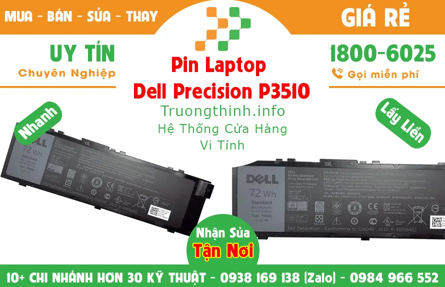 Mua Bán Sửa Thay Pin Laptop Dell Precision P3510 Giá Rẻ | Vi Tính Trường Thịnh