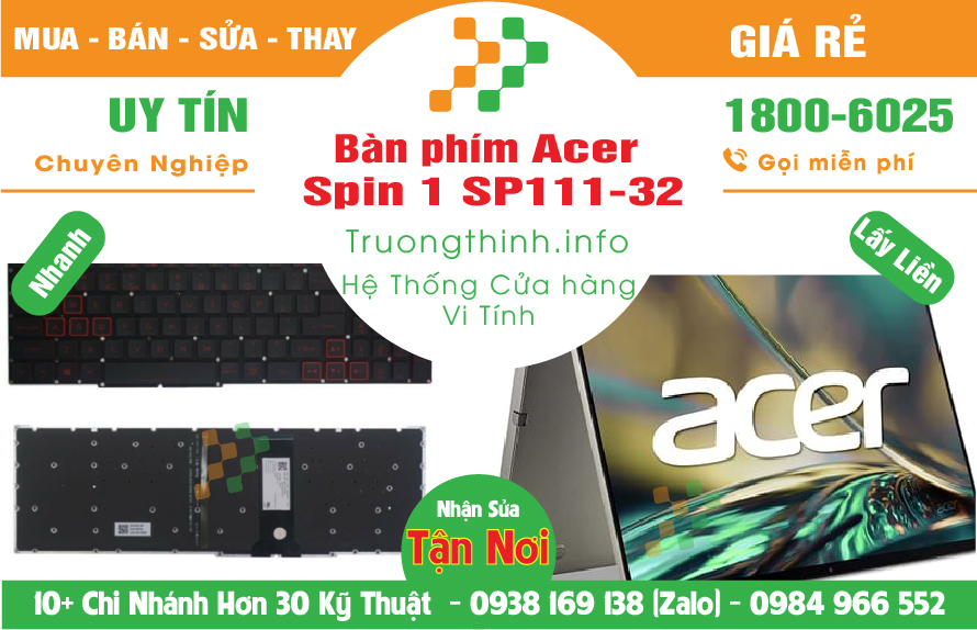 Mua bán Bàn Phím Laptop Acer Spin 1 SP111-32 Giá Rẻ | Vi Tính Trường Thịnh Giá Rẻ