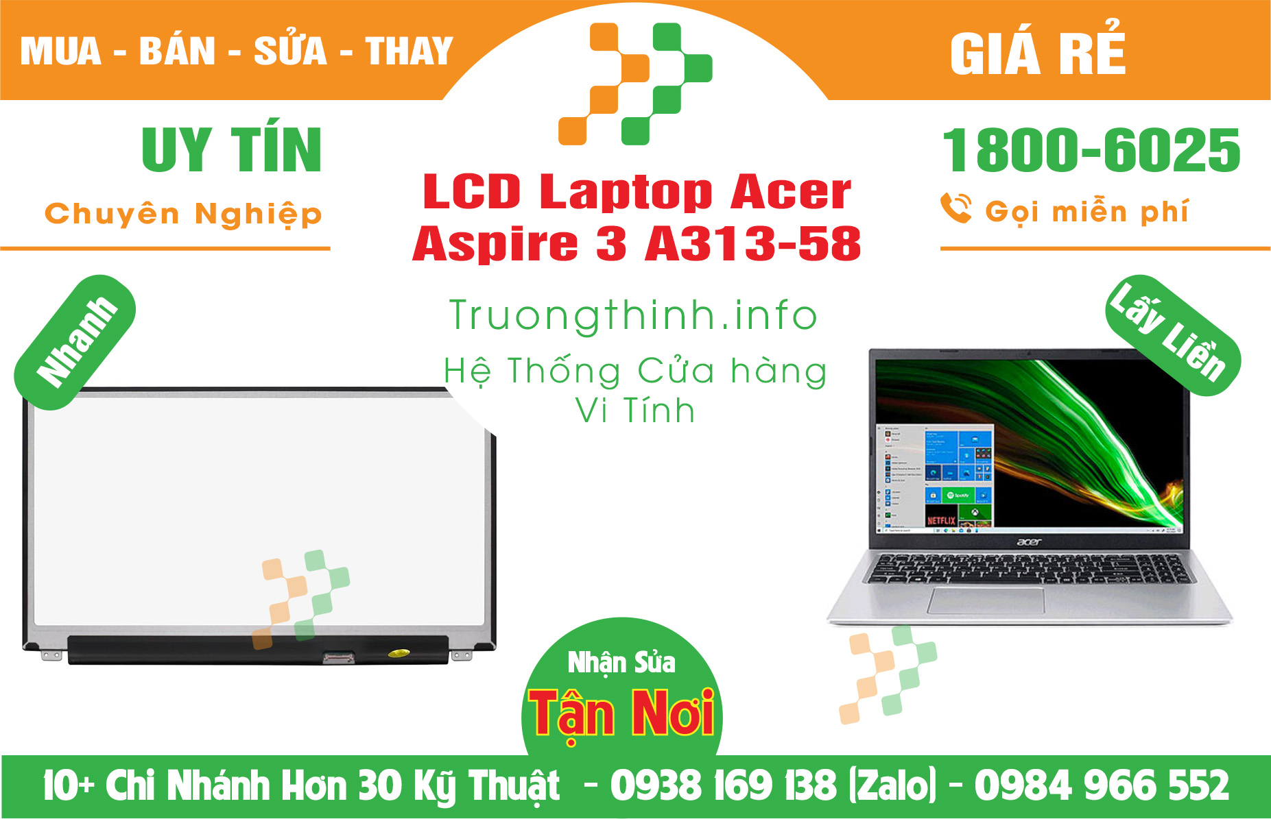 Mua Màn Hình Laptop Acer Aspire 3 A313-58 Giá Rẻ | Máy Tính Trường Thịnh Giá Rẻ