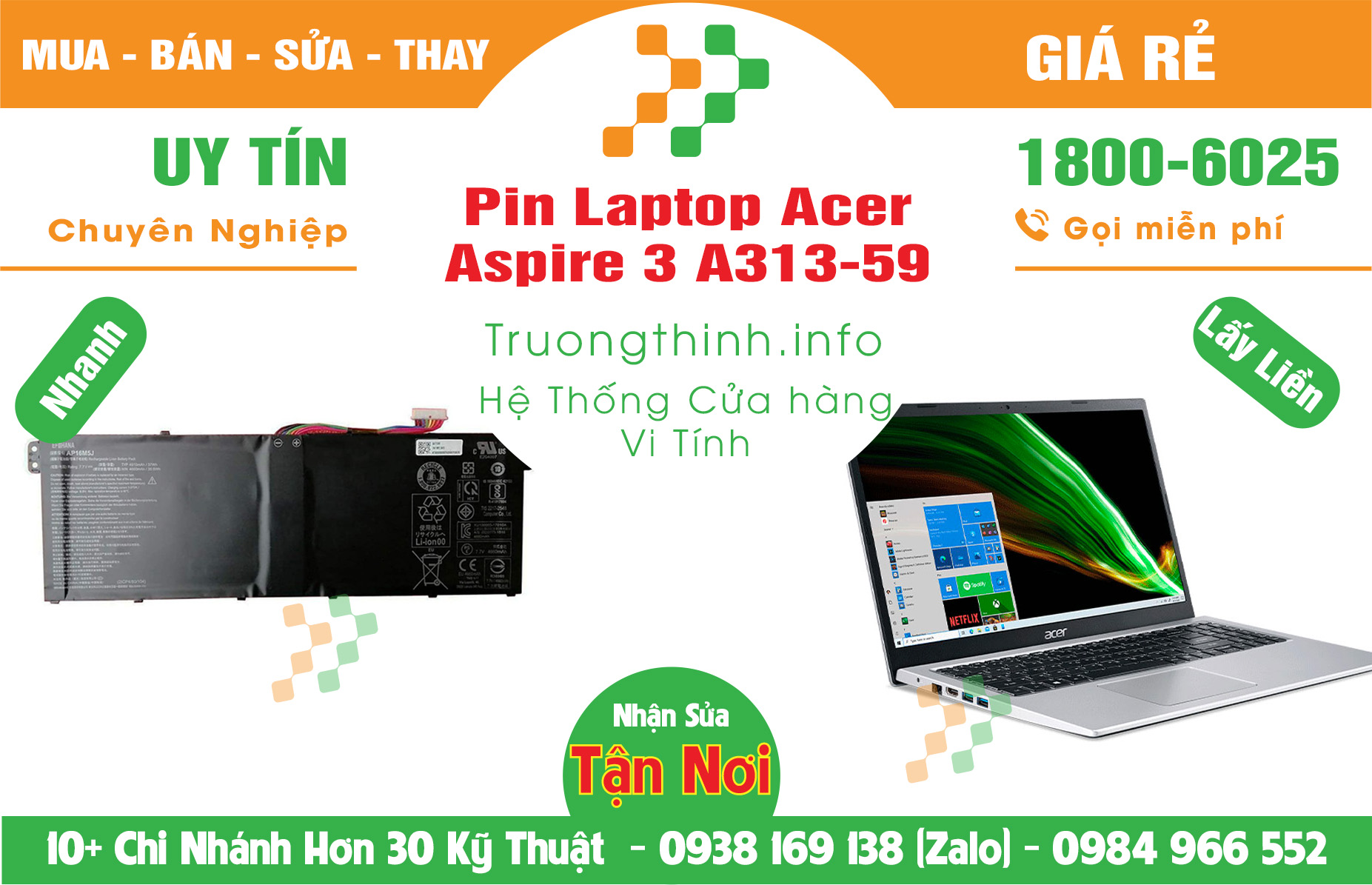 Mua Bán Pin Acer Aspire 3 A313-59 Giá Rẻ | Máy Tính Trường Thịnh Giá Rẻ