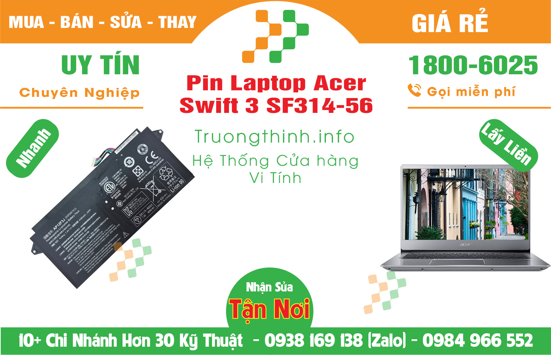 Mua Bán Pin Acer Swift 3 SF314-56 Giá Rẻ | Máy Tính Trường Thịnh Giá Rẻ