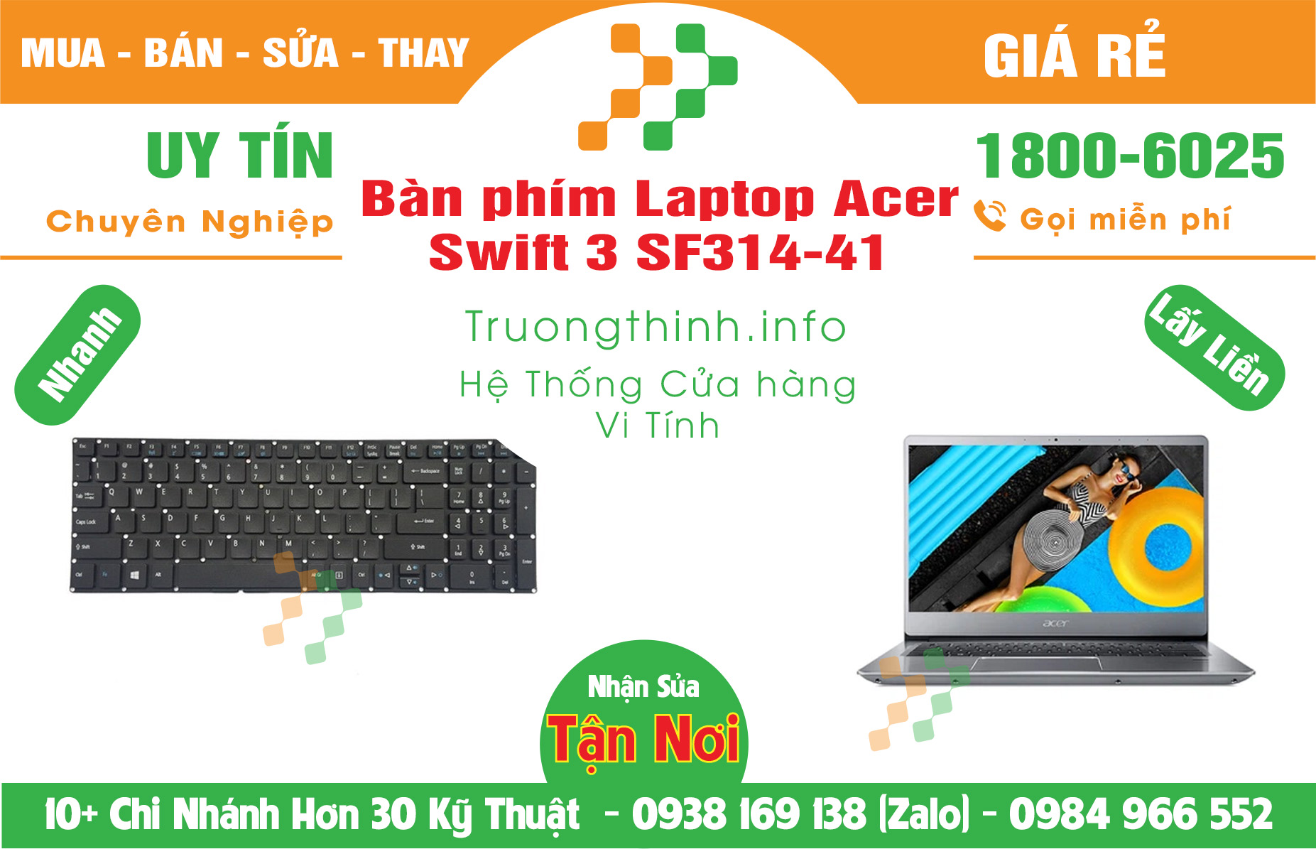 Mua bán Bàn Phím Laptop Acer Swift 3 SF314-41 Giá Rẻ | Vinh Tính Trường Thịnh Giá Rẻ
