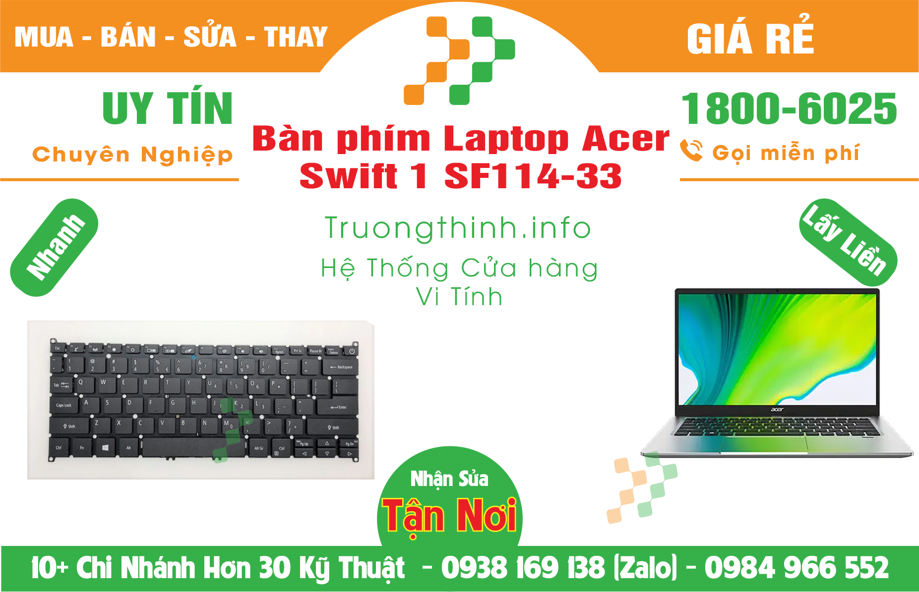 Mua bán Bàn Phím Laptop Acer Swift 1 SF114-33 Giá Rẻ | Vinh Tính Trường Thịnh Giá Rẻ