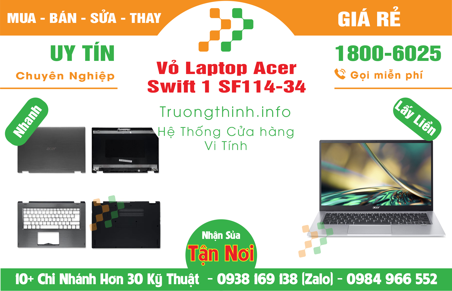 Mua Bán Vỏ Laptop Acer Swift 1 SF114-34 Giá Rẻ | Máy Tính Trường Thịnh Giá Rẻ