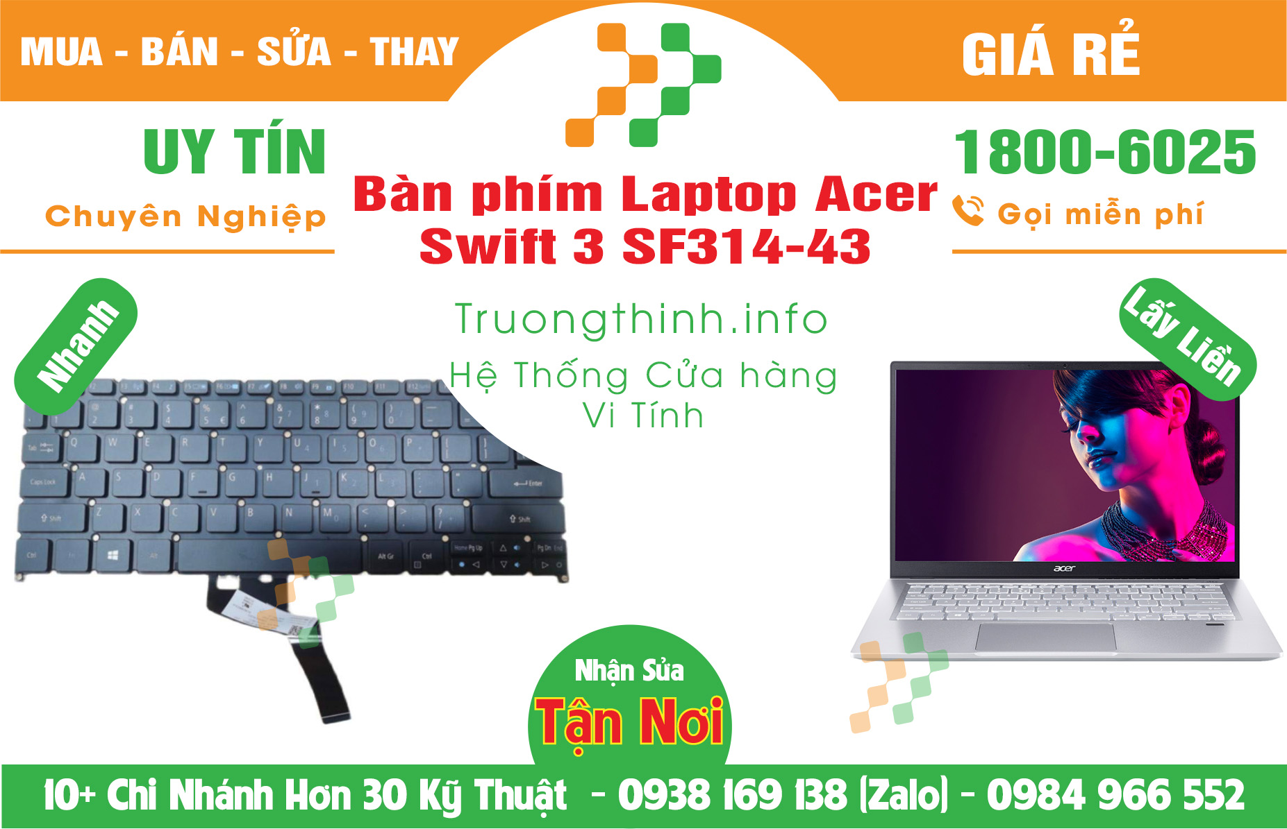 Mua bán Bàn Phím Laptop Acer Swift 3 SF314-43 Giá Rẻ | Vinh Tính Trường Thịnh Giá Rẻ