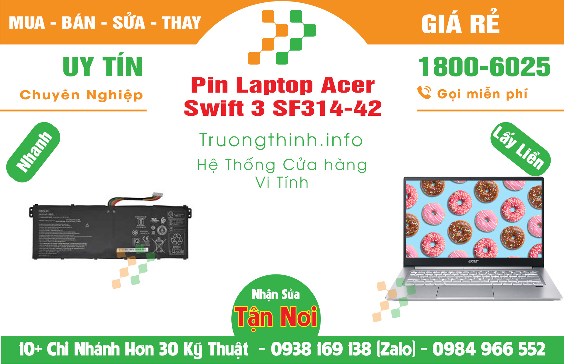 Mua Bán Pin Acer Swift 3 SF314-42 Giá Rẻ | Máy Tính Trường Thịnh Giá Rẻ