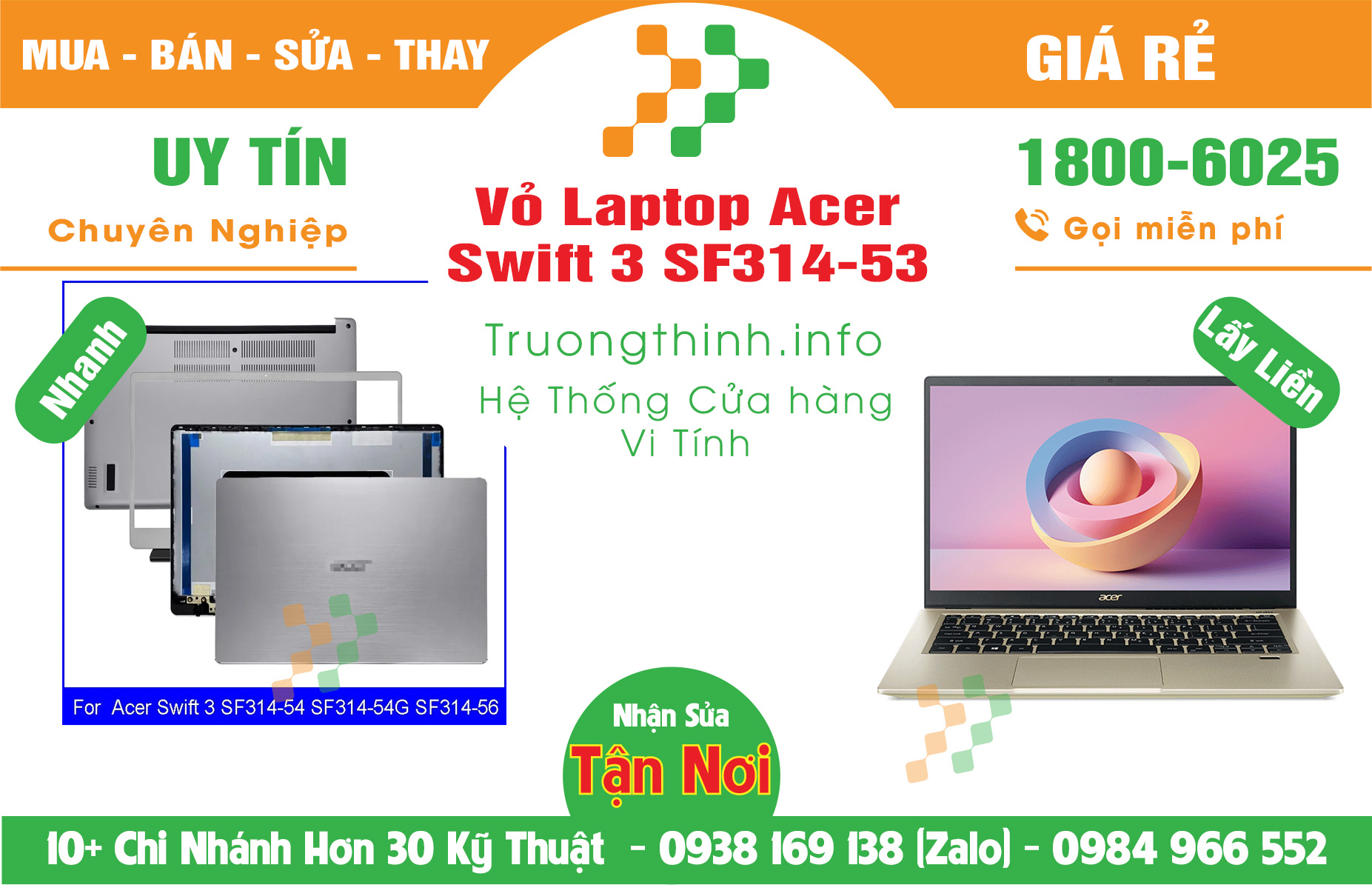 Mua Bán Vỏ Laptop Acer Swift 3 SF314-53 Giá Rẻ | Máy Tính Trường Thịnh Giá Rẻ